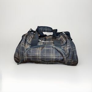 Vintage Quiksilver Plaid Duffel Bag Brown Black Travel Gym Carry-On